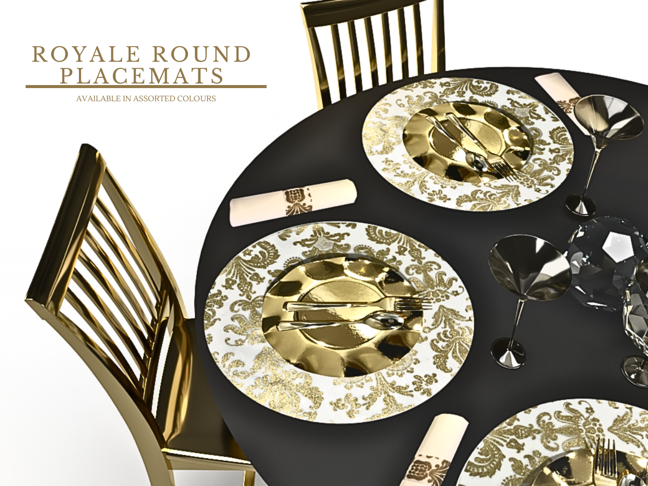 Gold Placemats Round (Pack 25)