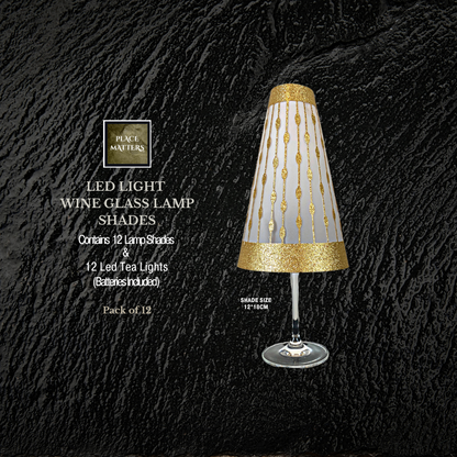 Gold Wine Glass Lamp Shades (Droplets Design)(Pack of 12)