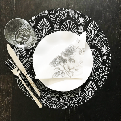 Black Placemats (Milano Design) Pack of 20 (Round) - Place Matters