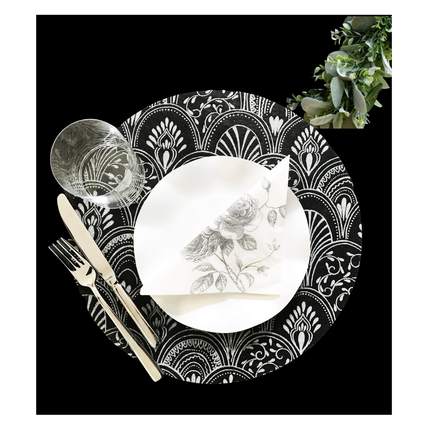 Black Placemats (Milano Design) (Pack 25)