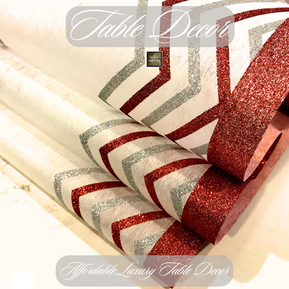 Chevron Glitter Table Runners (Catering pack of 6)