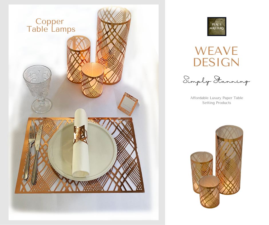 Gold Table Decorations (Weave Design)(Pack of 3) - Place Matters