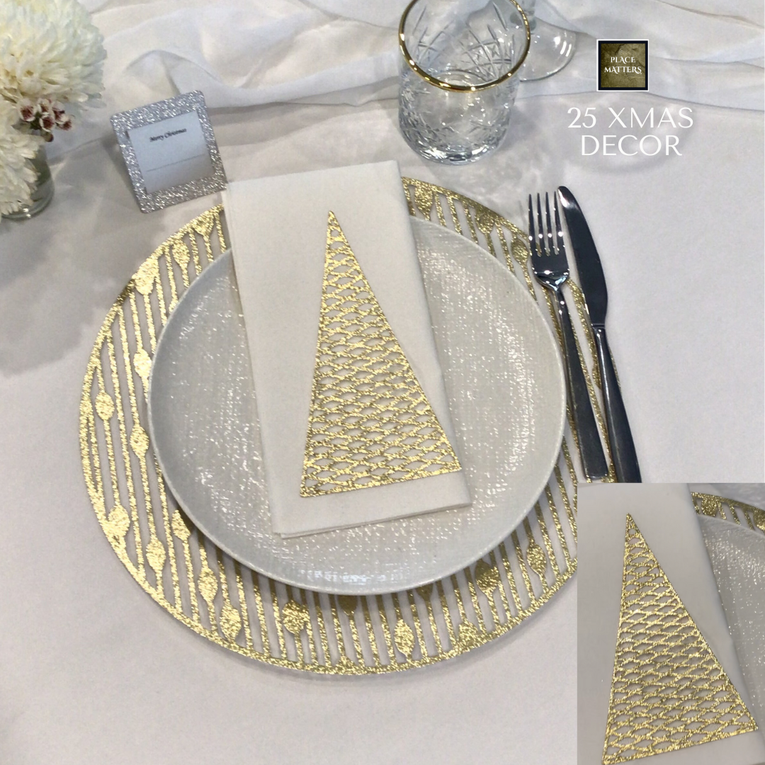 Christmas Tree Napkin Decor Gold & Silver (Pack 25)