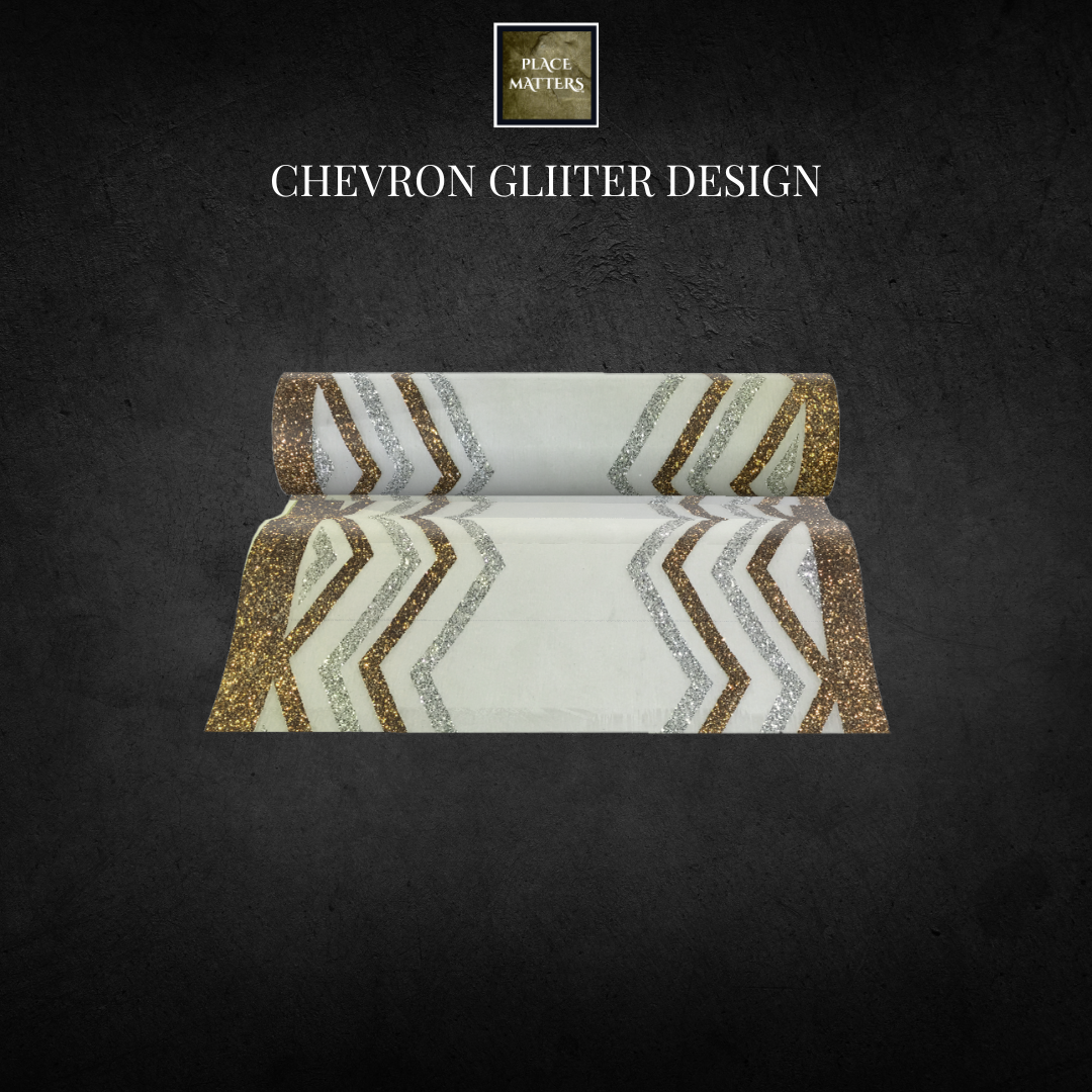 Chevron Glitter Table Runners (Catering pack of 6)