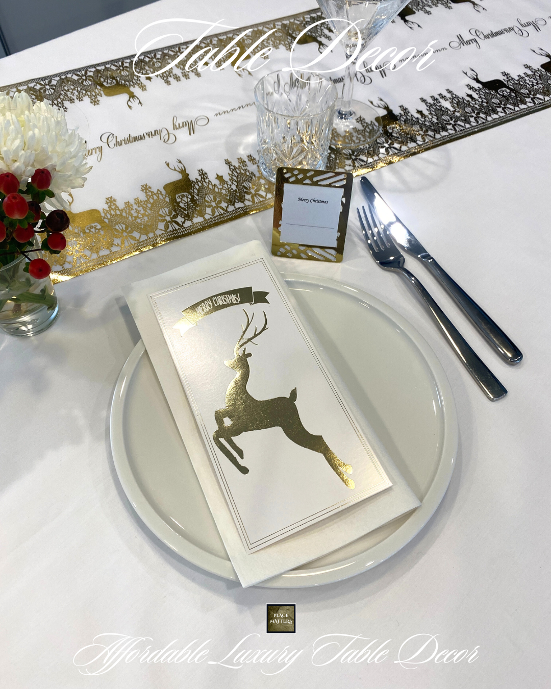 Christmas Tree Napkin Decor Gold & Silver (Pack 25)