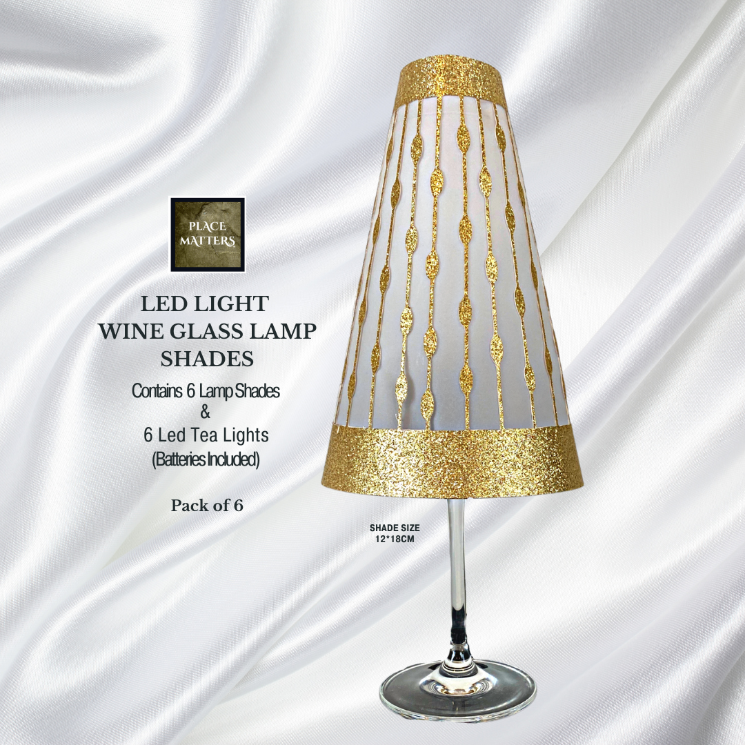 Gold Wine Glass Lamp Shades (Droplets Design)(Pack of 12)