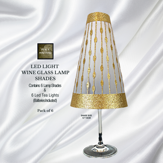 Gold Wine Glass Lamp Shades (Droplets Design)(Pack of 12)