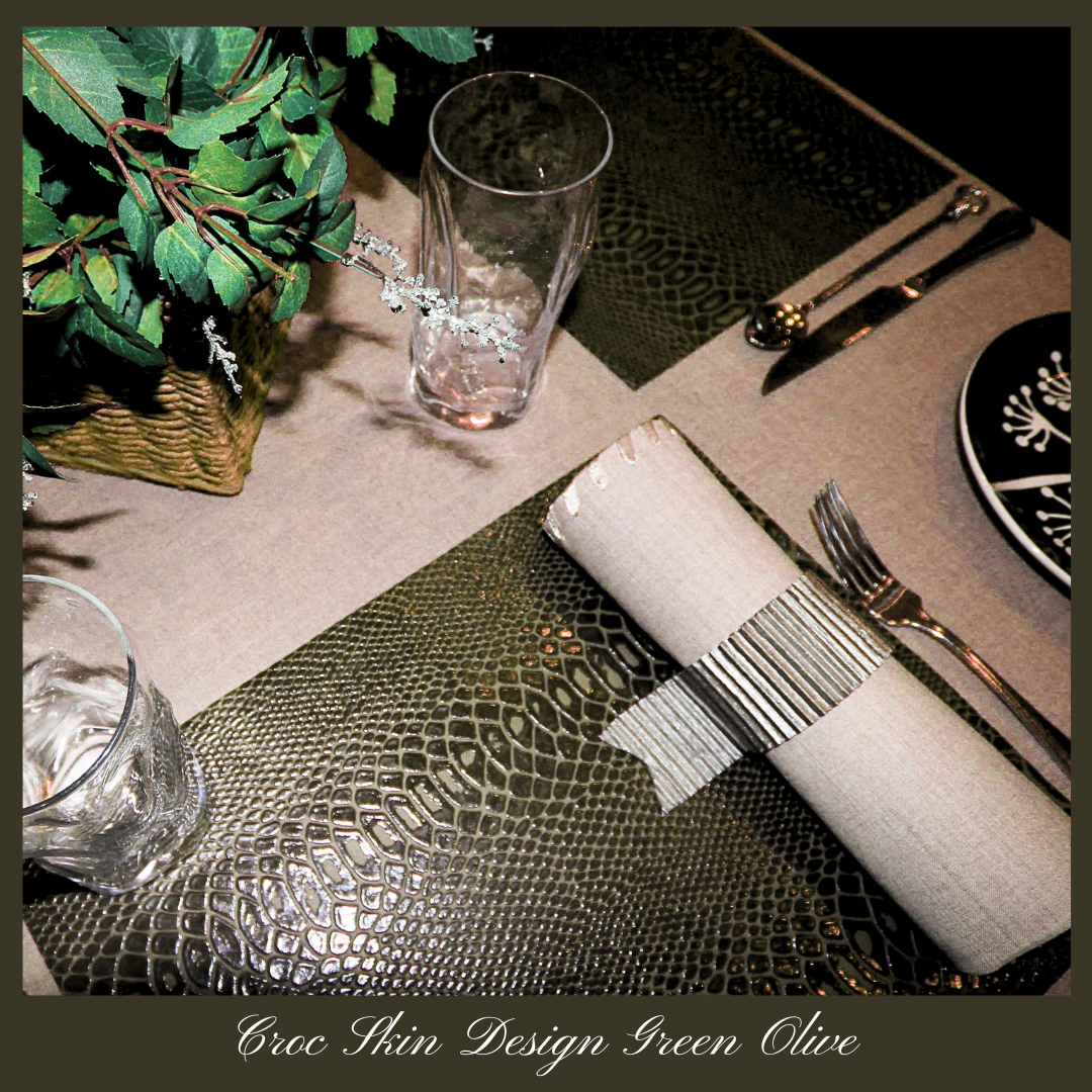 Crocodile Paper (Faux) Design Placemats (Square) Mahogany - Place Matters