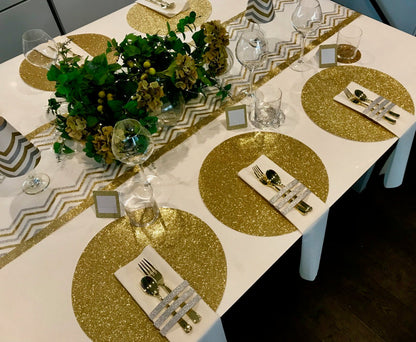 Chevron Table Runners (Gold) - Place Matters