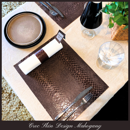 Crocodile Paper (Faux) Design Placemats (Rectangle) Mahogany - Place Matters