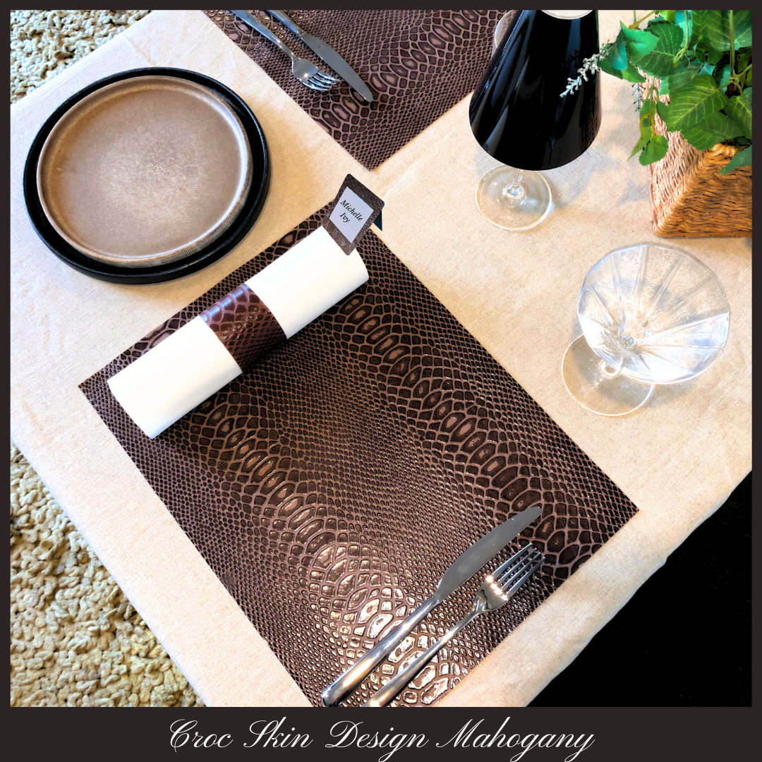 Crocodile Paper (Faux) Design Placemats (Square) Mahogany - Place Matters