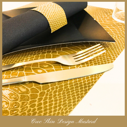 Crocodile Paper (Faux) Design Placemats (Square) Mahogany - Place Matters