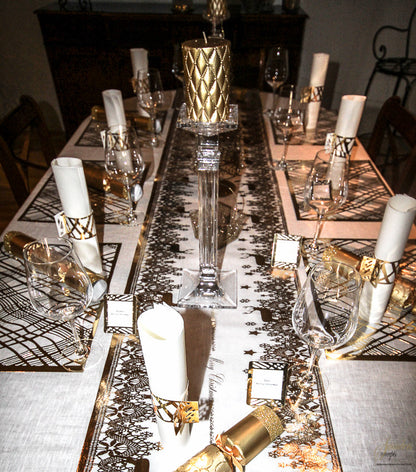 Christmas Table Runners (Gold Reindeer Design) - Place Matters