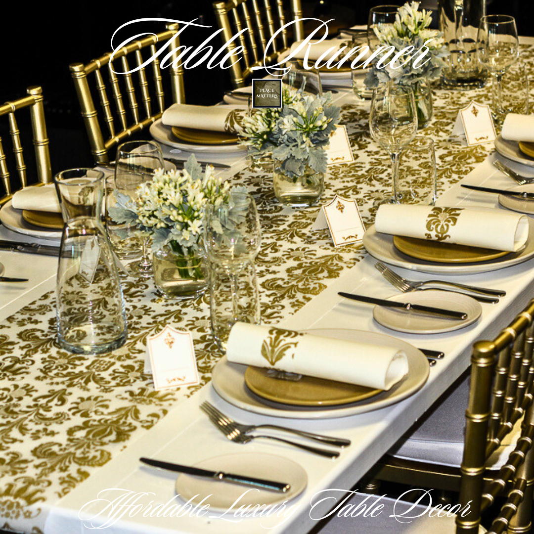 Gold Table Runners (Royale Design)(Catering Pack of 6)