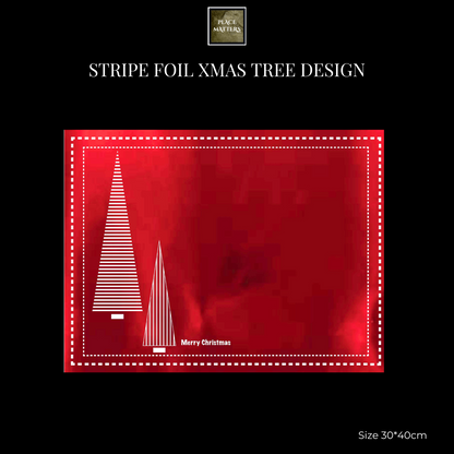 Red Christmas Placemats (Stripe Xmas Tree) Square - Place Matters