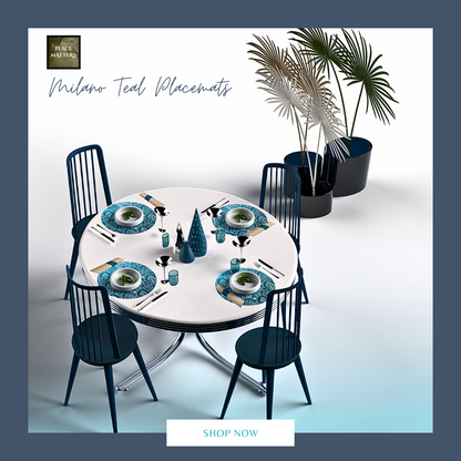 Teal Placemats (Milano) Pack of 20 (Round) - Place Matters