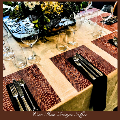 Crocodile Paper (Faux) Design Placemats (Square) Mahogany - Place Matters