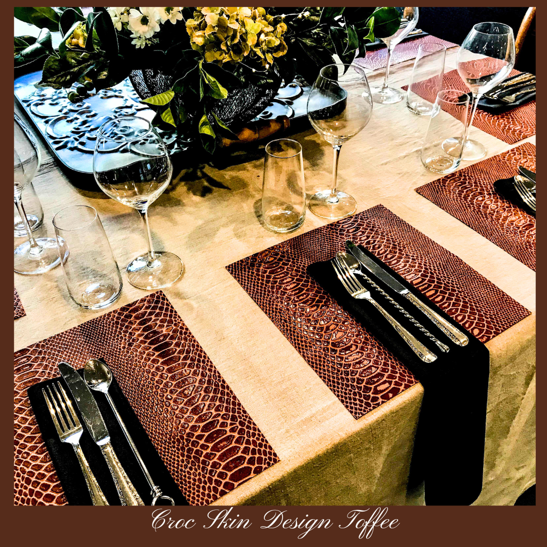 Crocodile Paper (Faux) Design Placemats (Square) Mustard - Place Matters