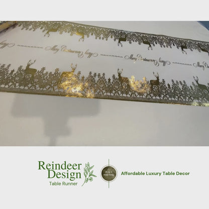 Christmas Table Runners (Gold Reindeer Design) (Catering Pack of 6)